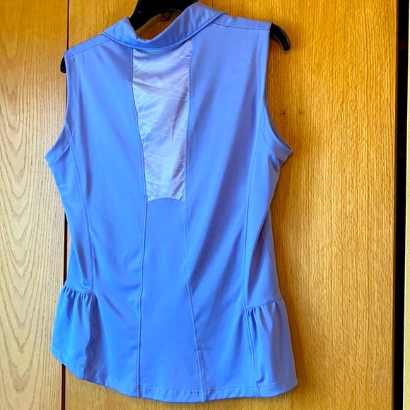 ANNIKA MEDIUM Cutter and Buck blue ruffle hem sleeveless sport top shirt EUC - Picture 2 of 9